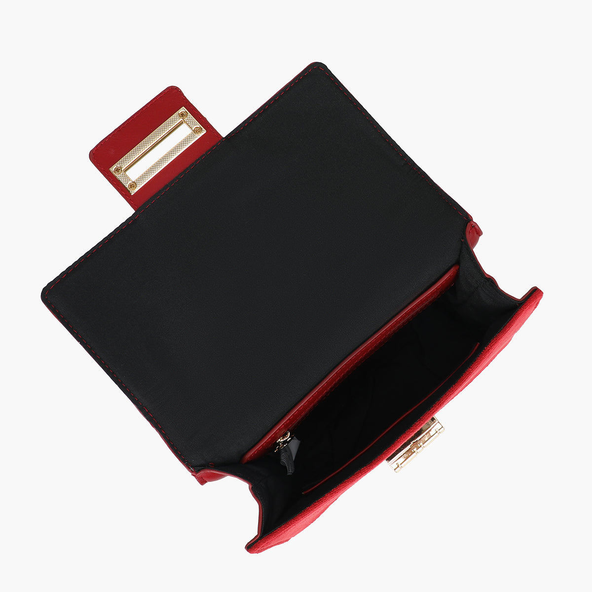 Sac rouge bimatière en suédine