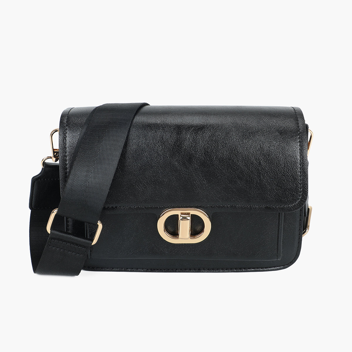Sac porté croisé en simili cuir noir
