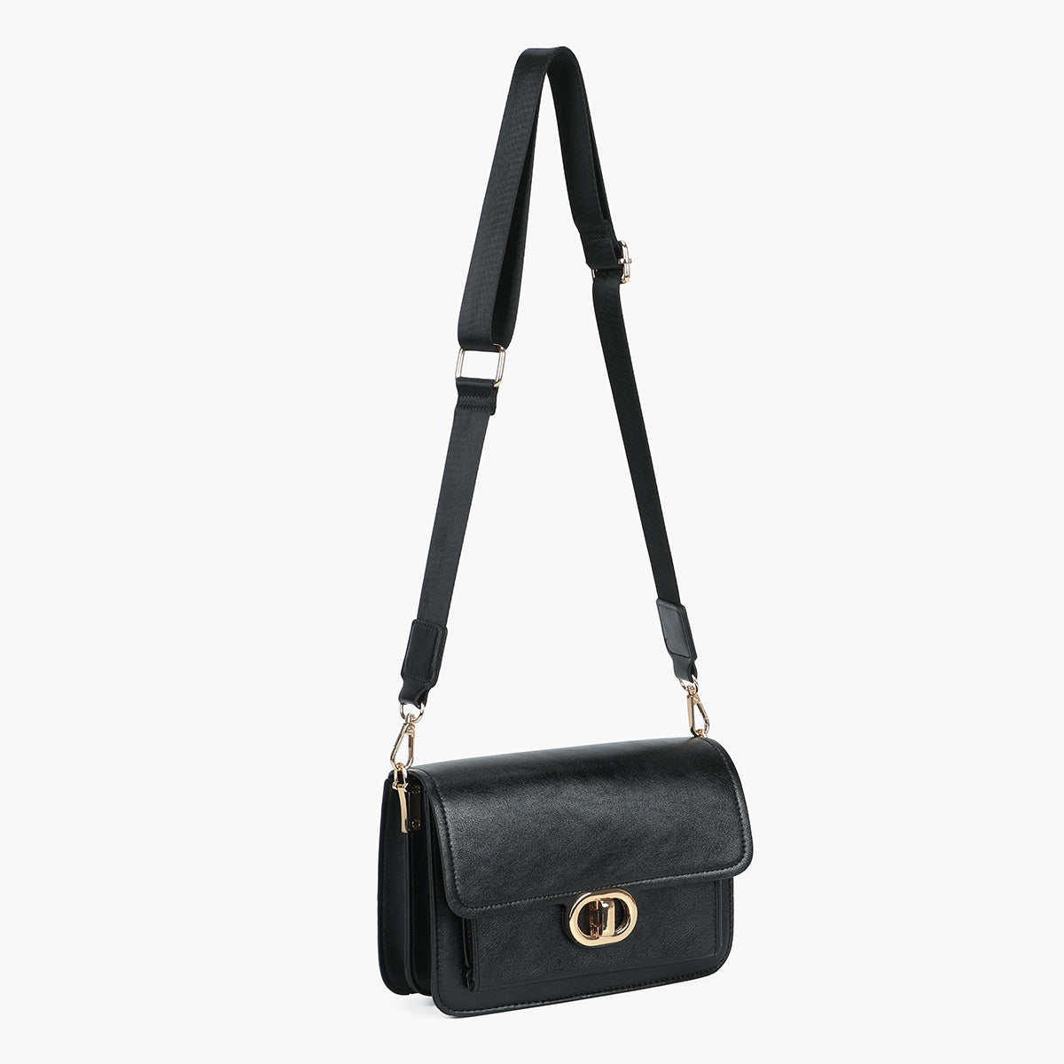 Sac porté croisé en simili cuir noir