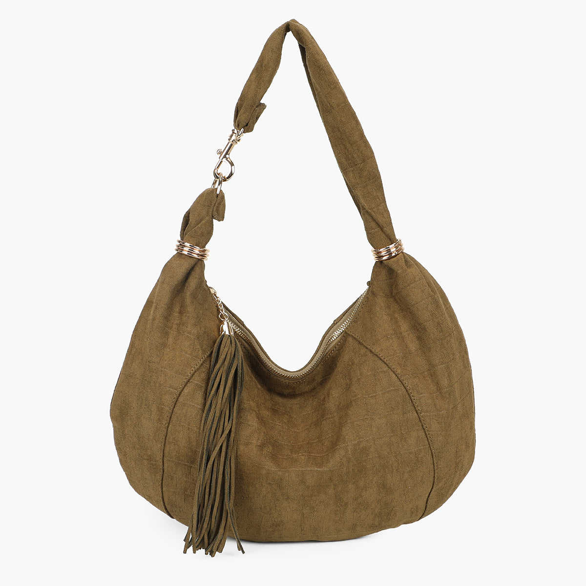 Sac hobo kaki en suédine