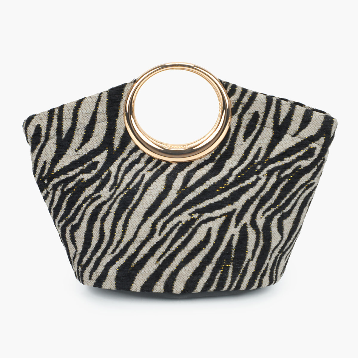 Sac porté main en textile motif zèbre