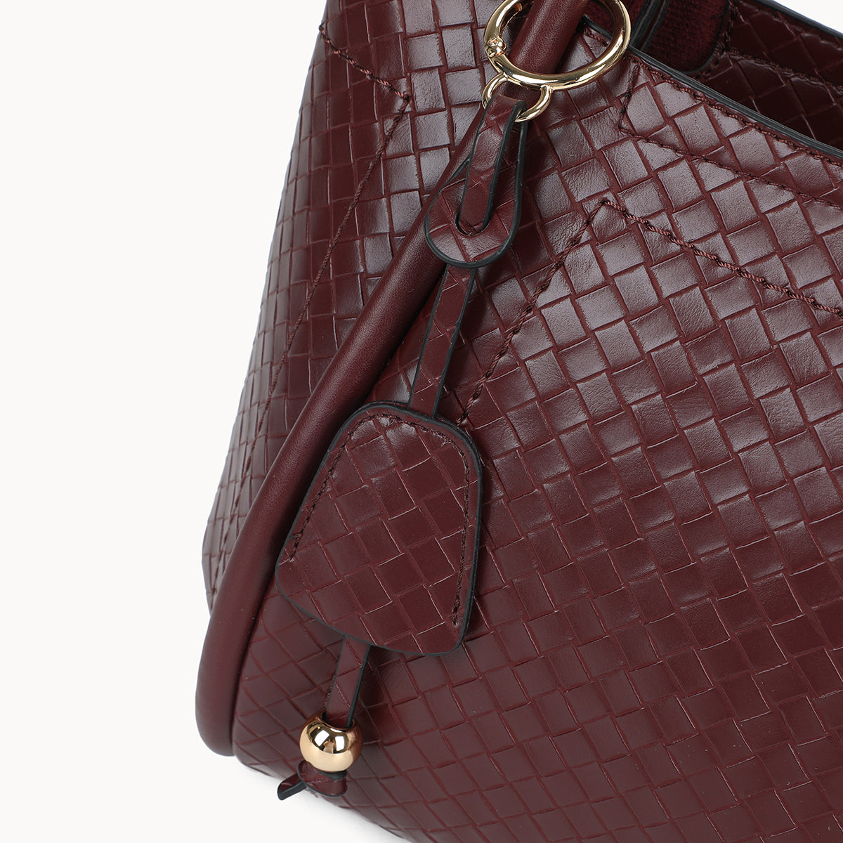 Sac à main bordeaux effet tressé
