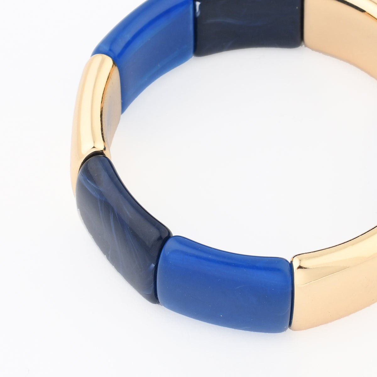 Bracelet élastique bleu et doré