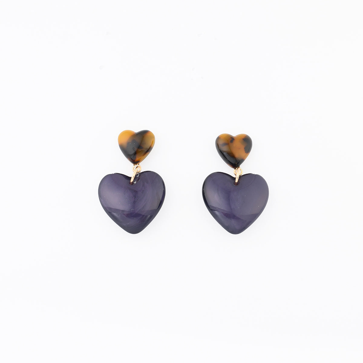 Boucles d'oreilles double cœur violet