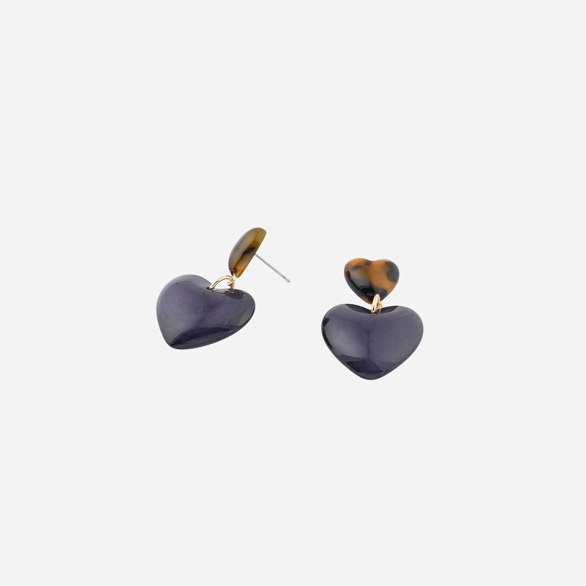 Boucles d'oreilles double cœur violet