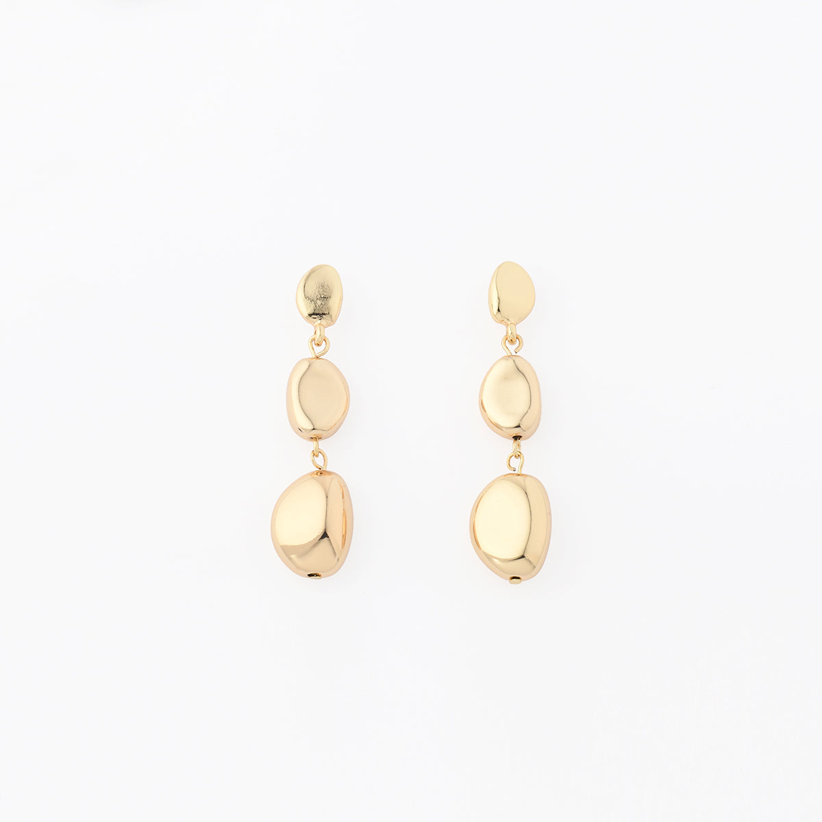 Boucles d'oreilles pendantes 3 galets - Collection Recyclée