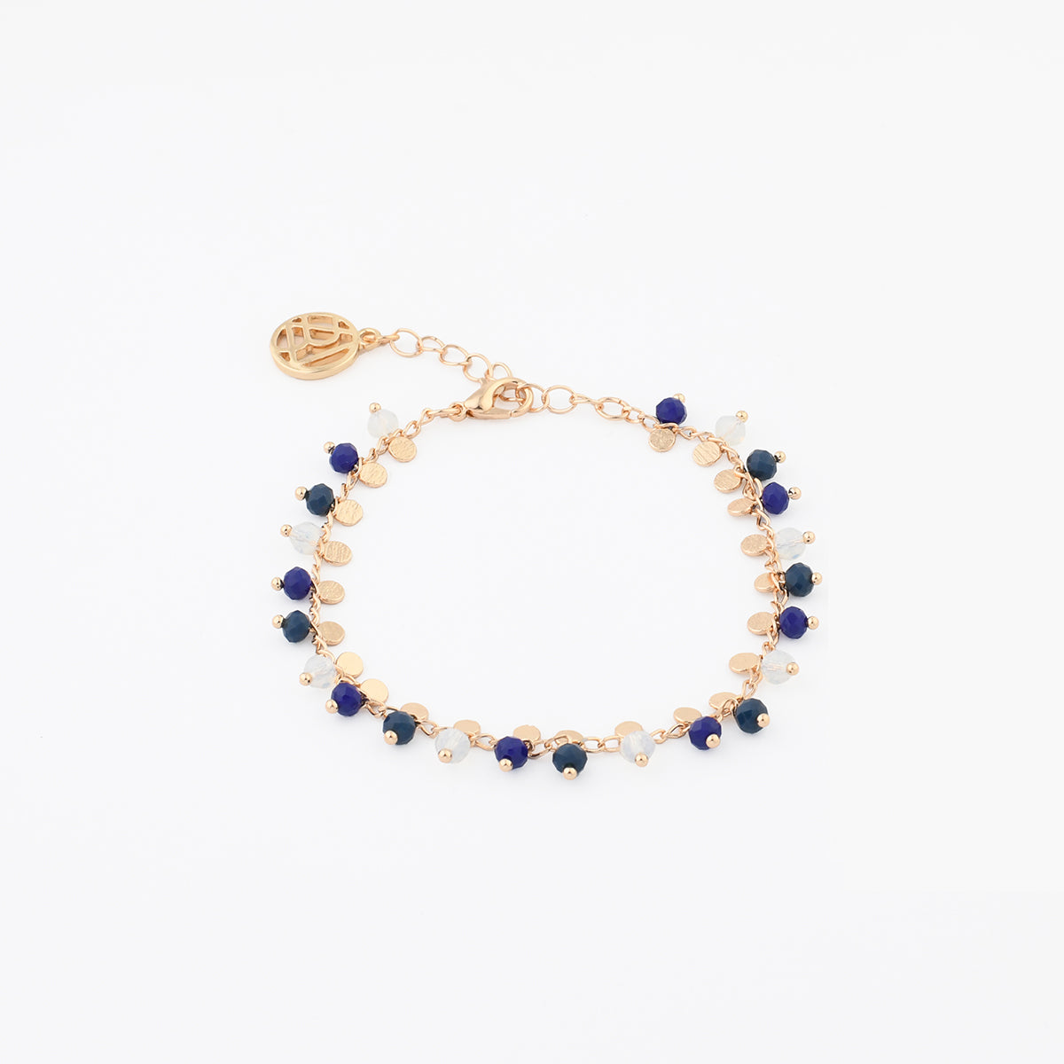 Bracelet perles à facettes bleues