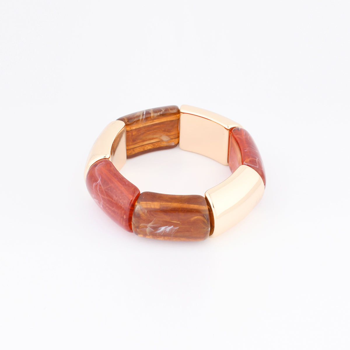 Bracelet élastique marron, rouge et doré