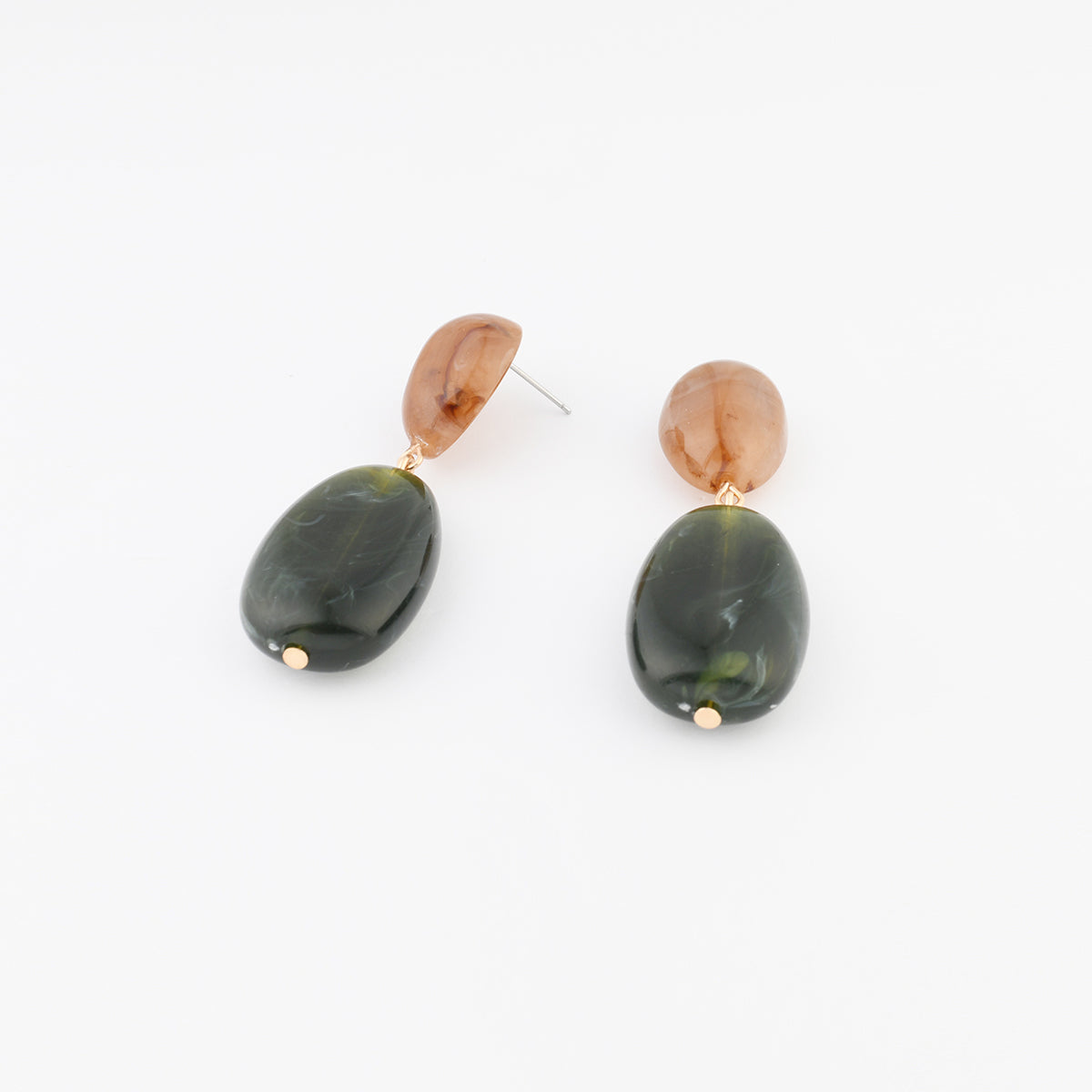 Boucles d'oreilles galets en résine vert