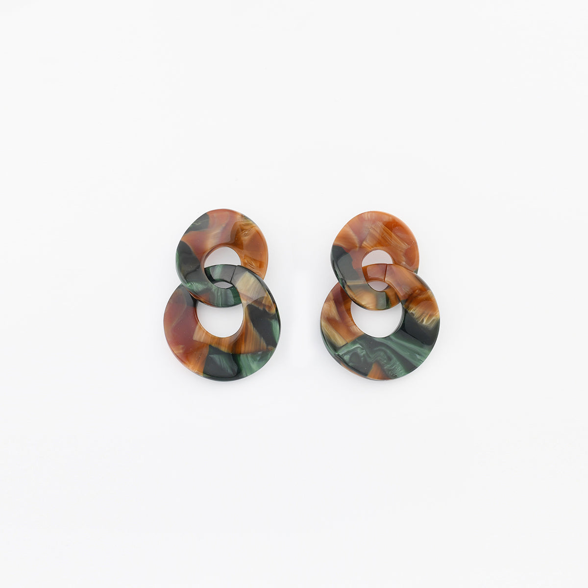 Boucles d'oreilles double cercle en résine