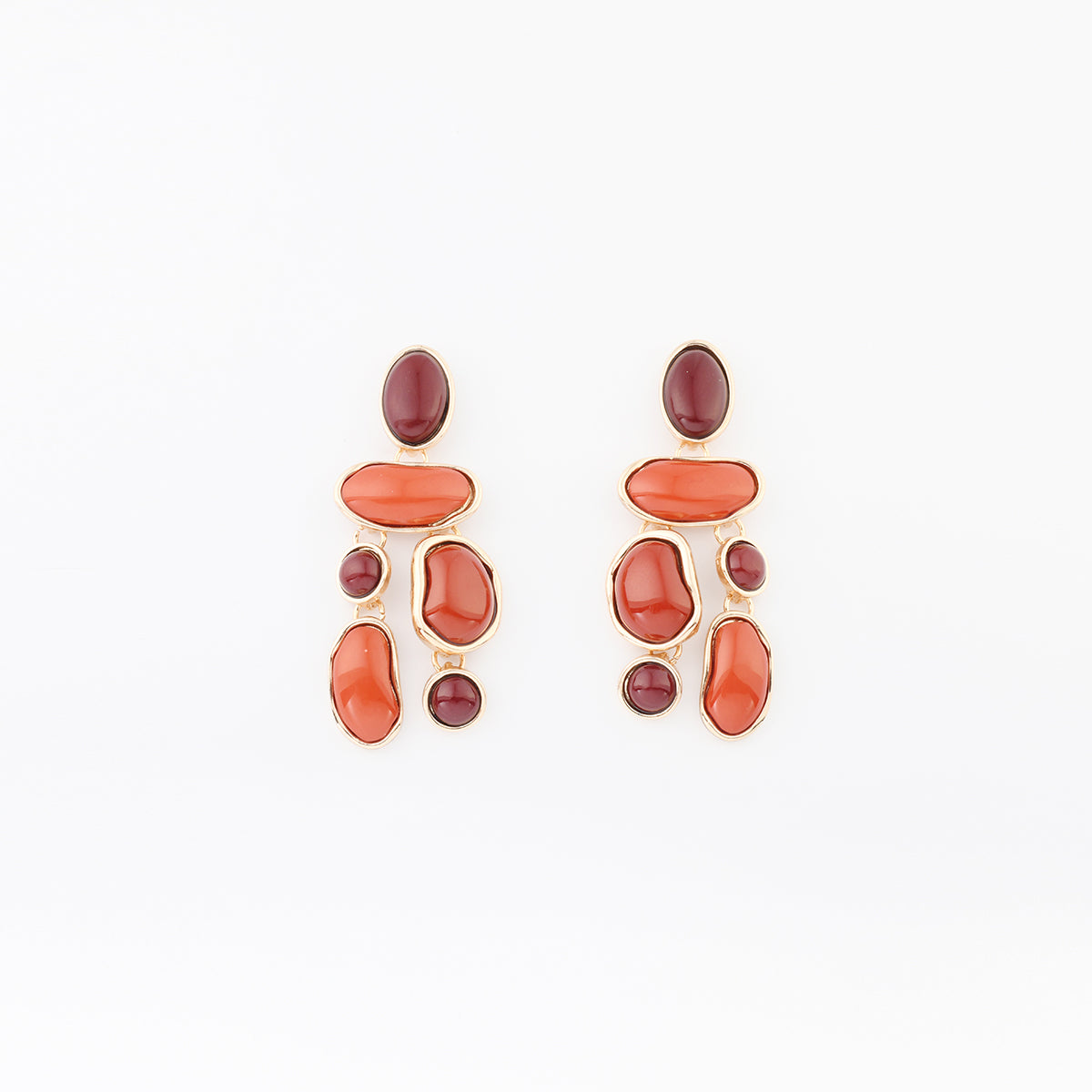 Boucles d'oreilles à cabochons bordeaux