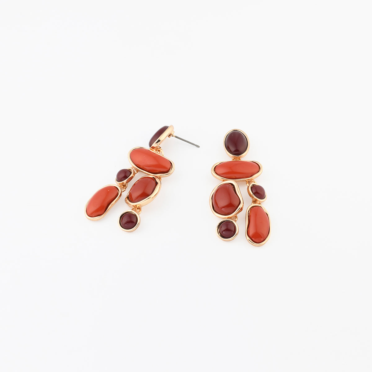 Boucles d'oreilles à cabochons bordeaux