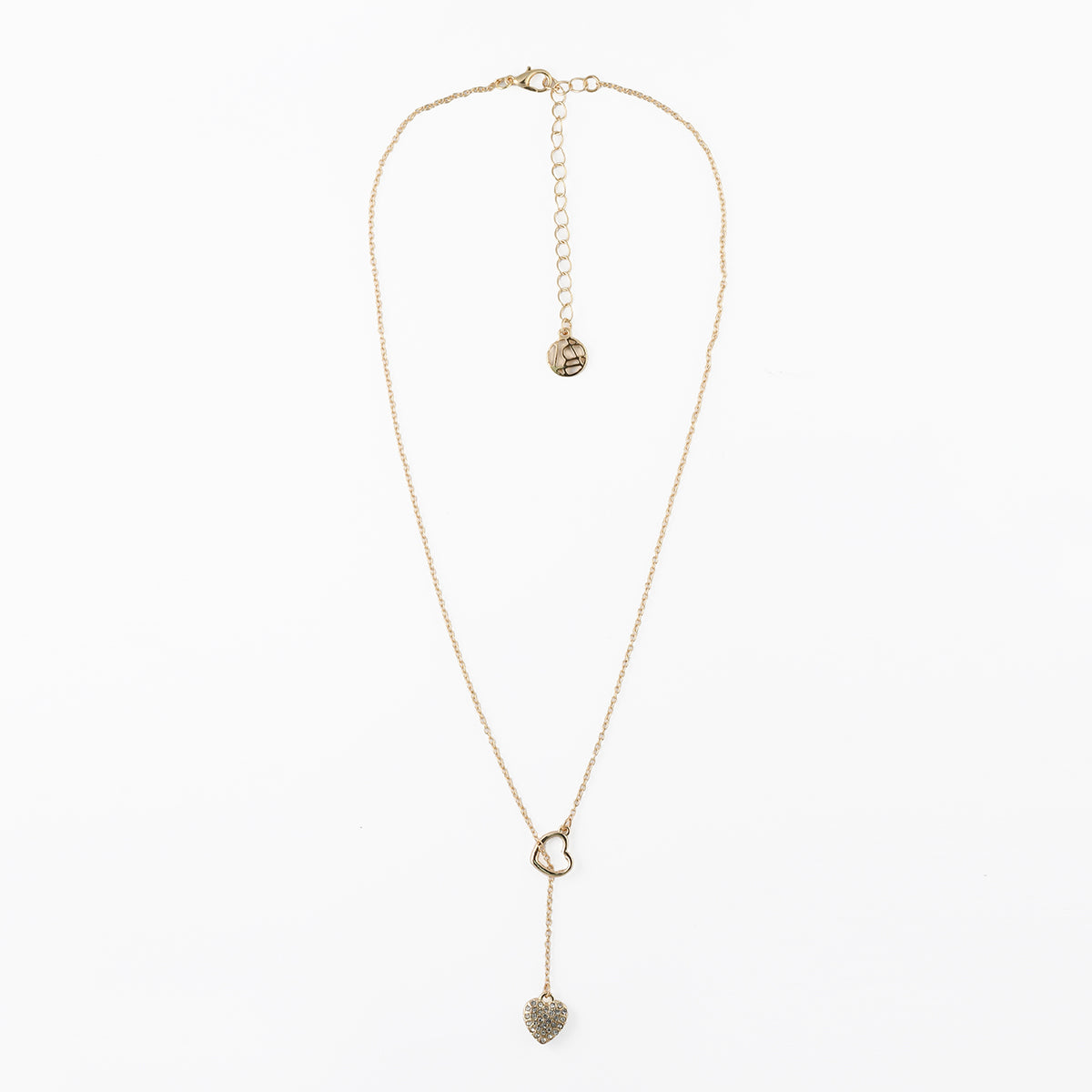 Collier à pendentifs cœurs dorés et strassés