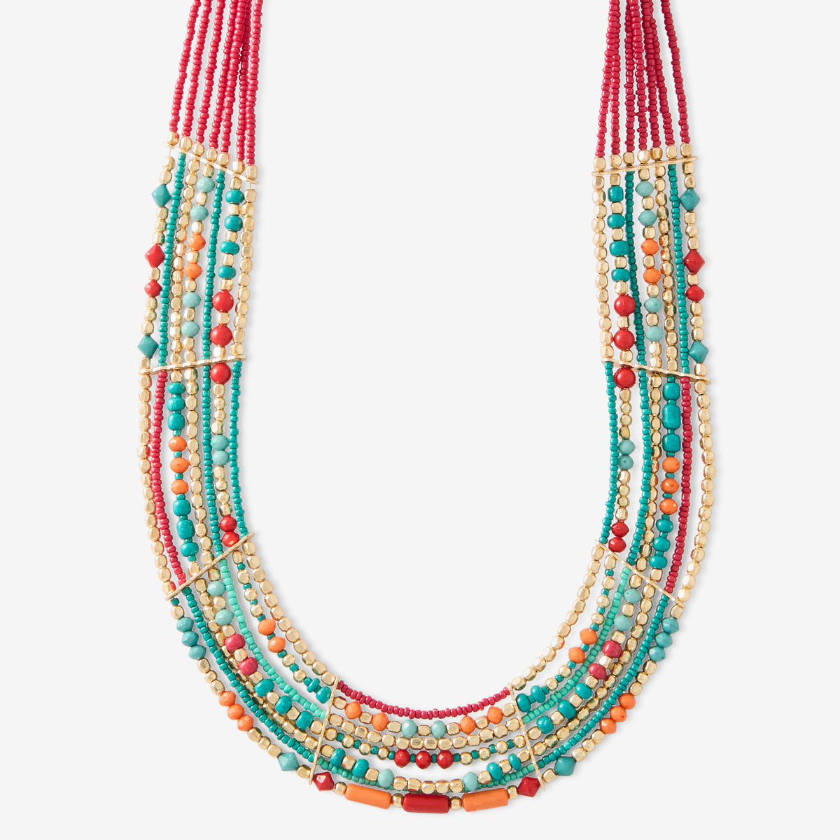 Collier plastron en perles de rocailles multicolores