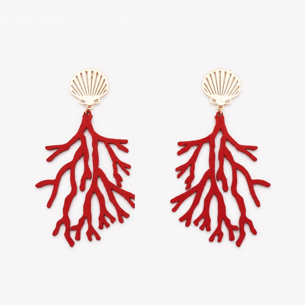 Boucles d'oreilles corail rouge