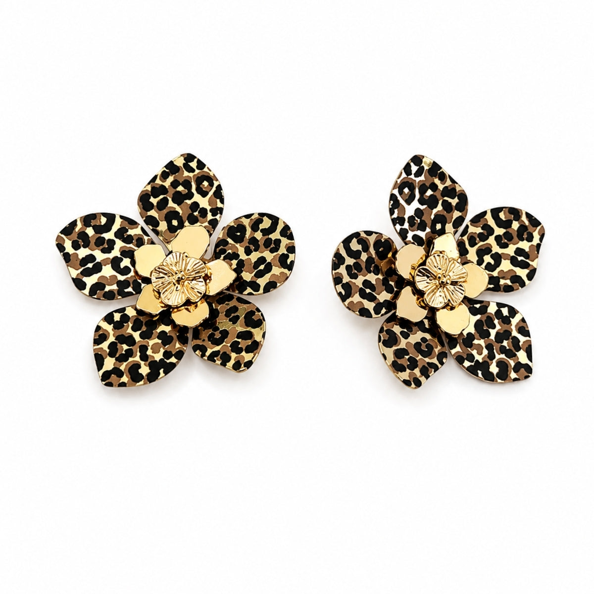 Boucles d'oreilles Balagane fleurs imprimé léopard