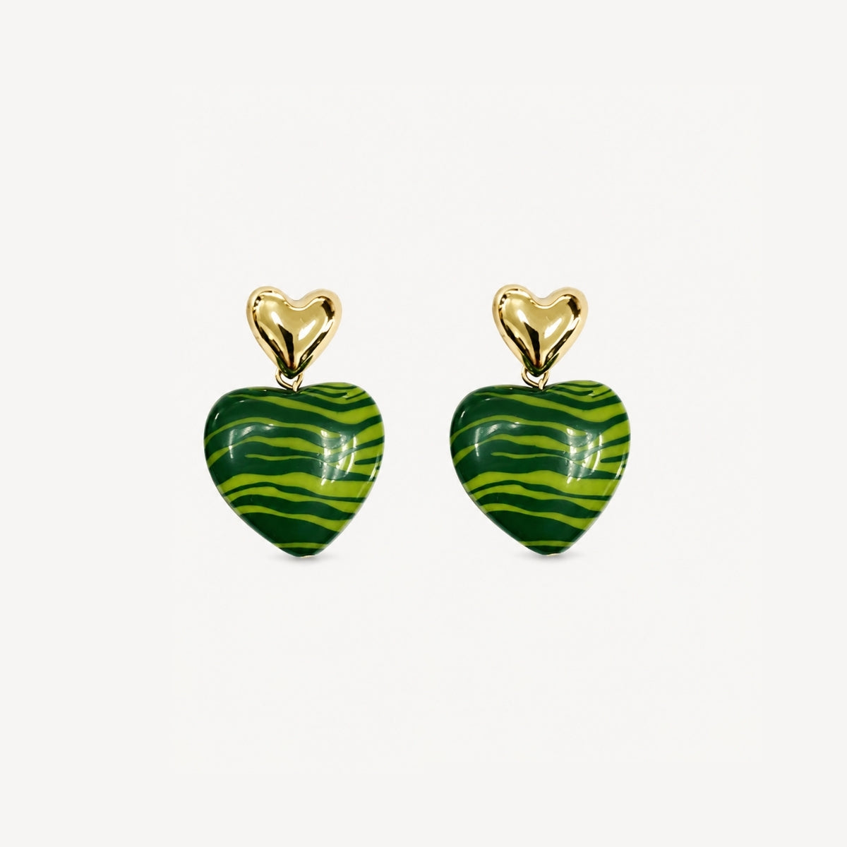 Boucles d'oreilles pendantes cœur vert