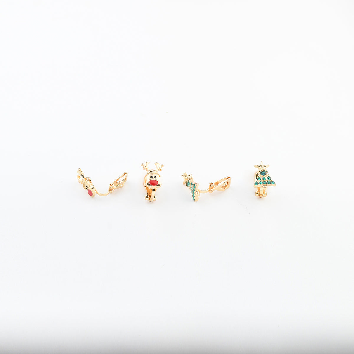 Boucles d'oreilles clips - Set x2 paires de puces d'oreilles rennes et sapins