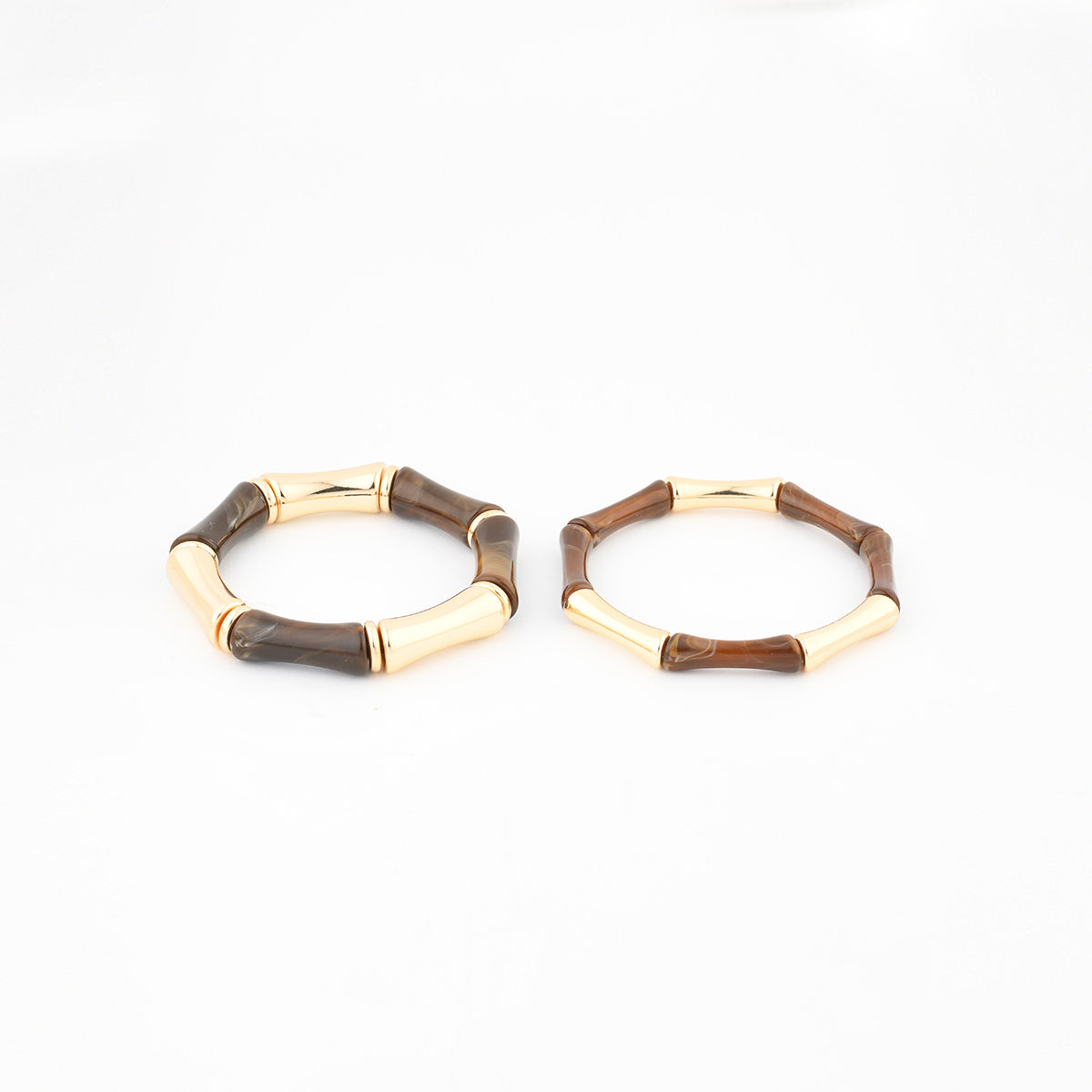 Set de 2 bracelets tubes marron et doré