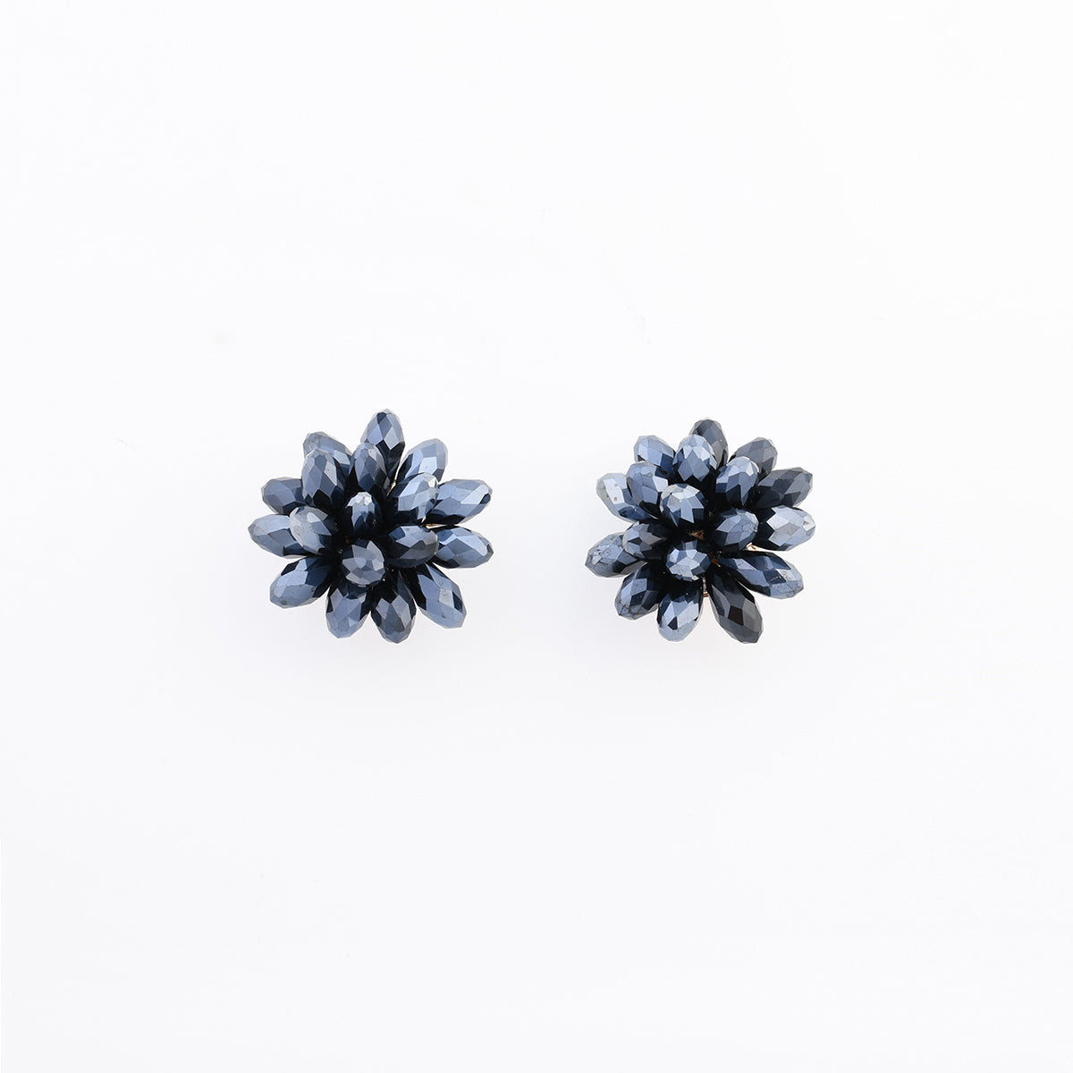 Boucles d'oreilles clips - perles à facettes grises