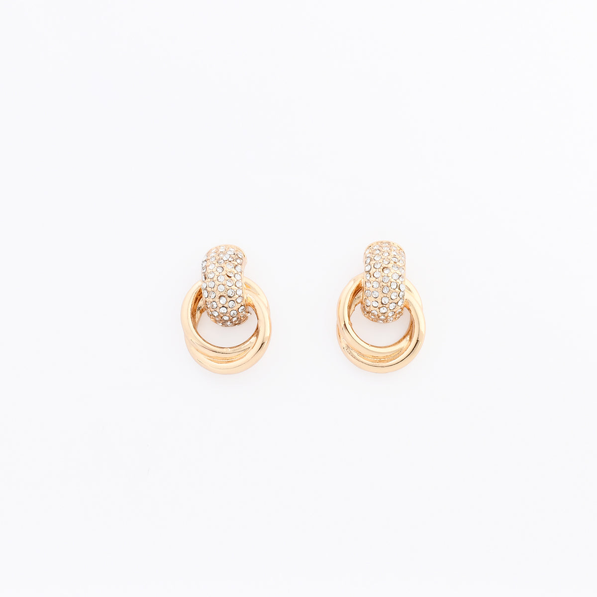 Boucles d'oreilles nœud doré à strass