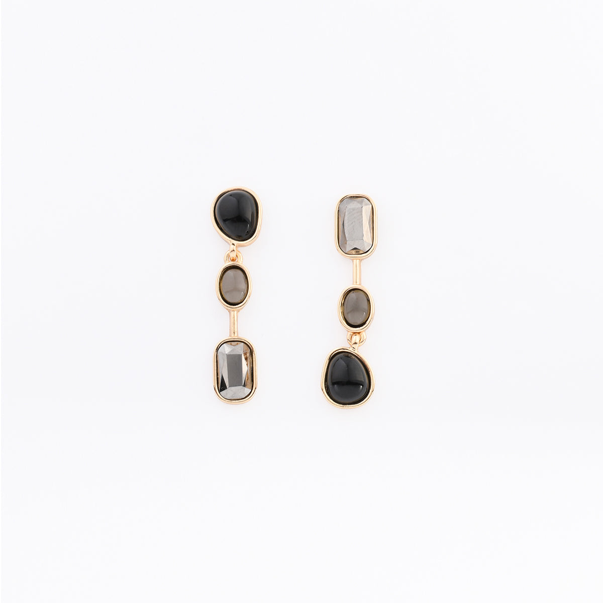 Boucles d'oreilles cabochons asymétriques gris