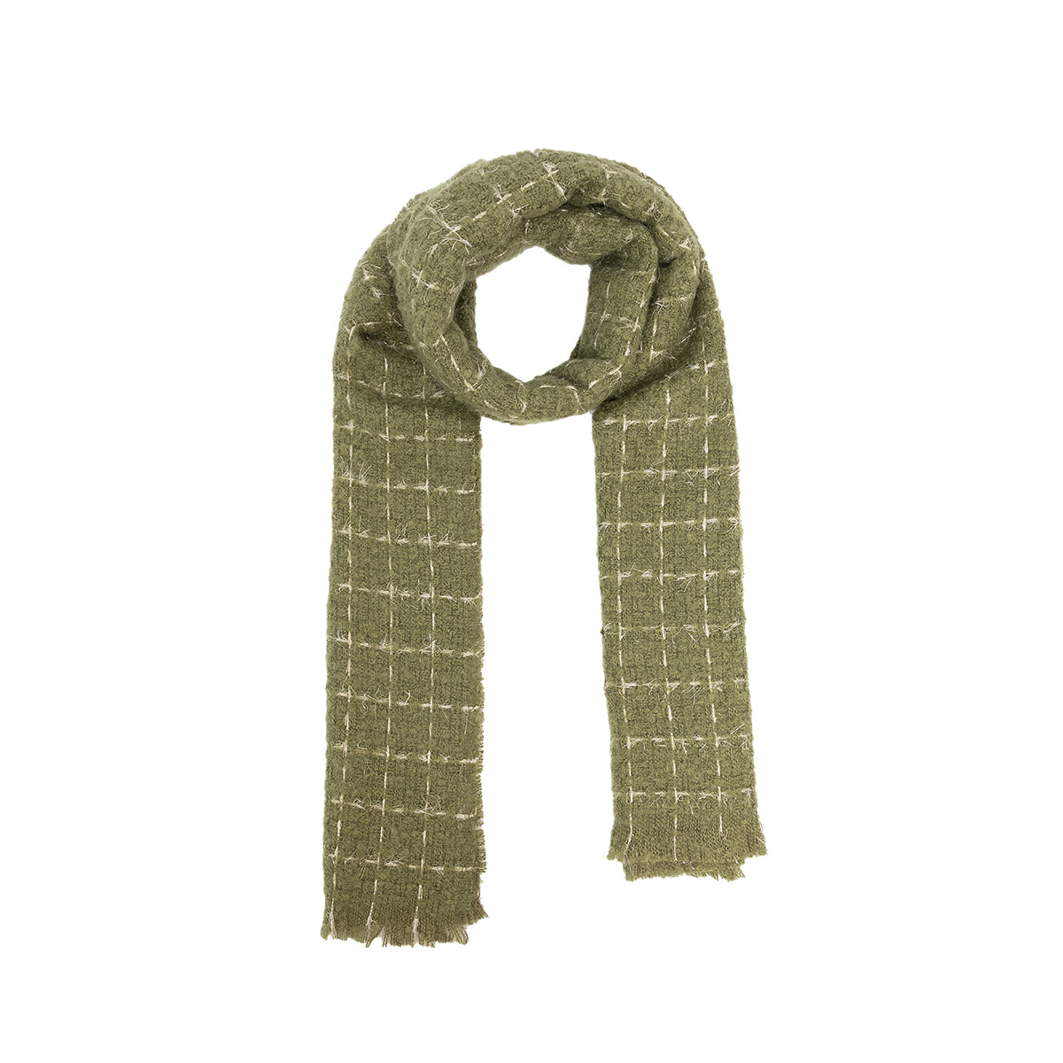 Écharpe verte effet tweed