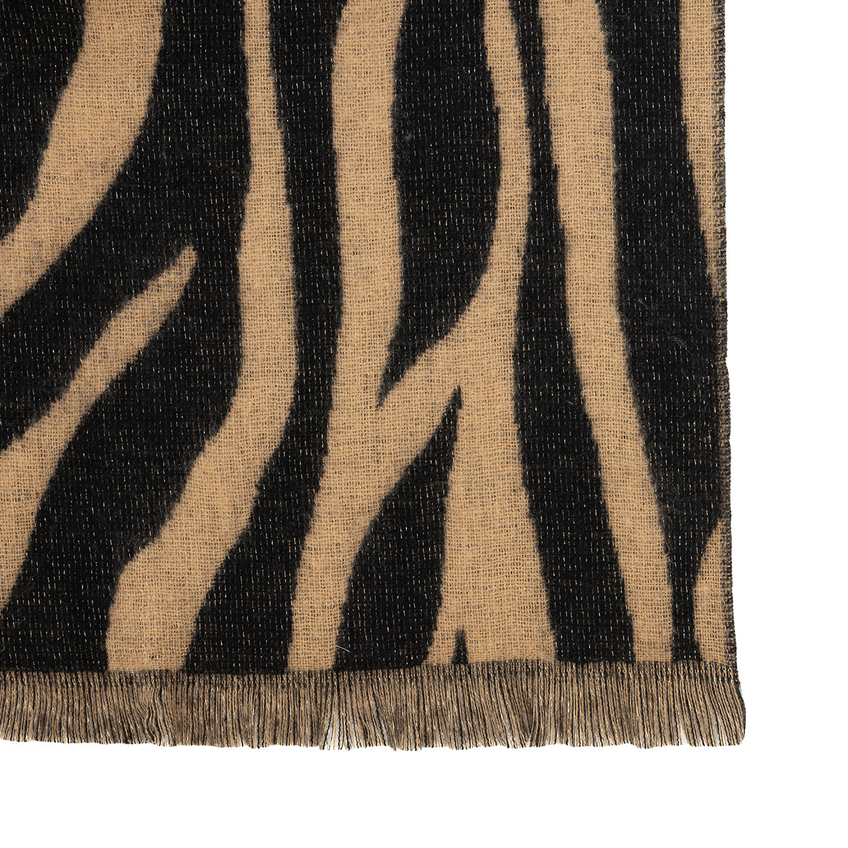 Echarpe motif zèbre beige et noir