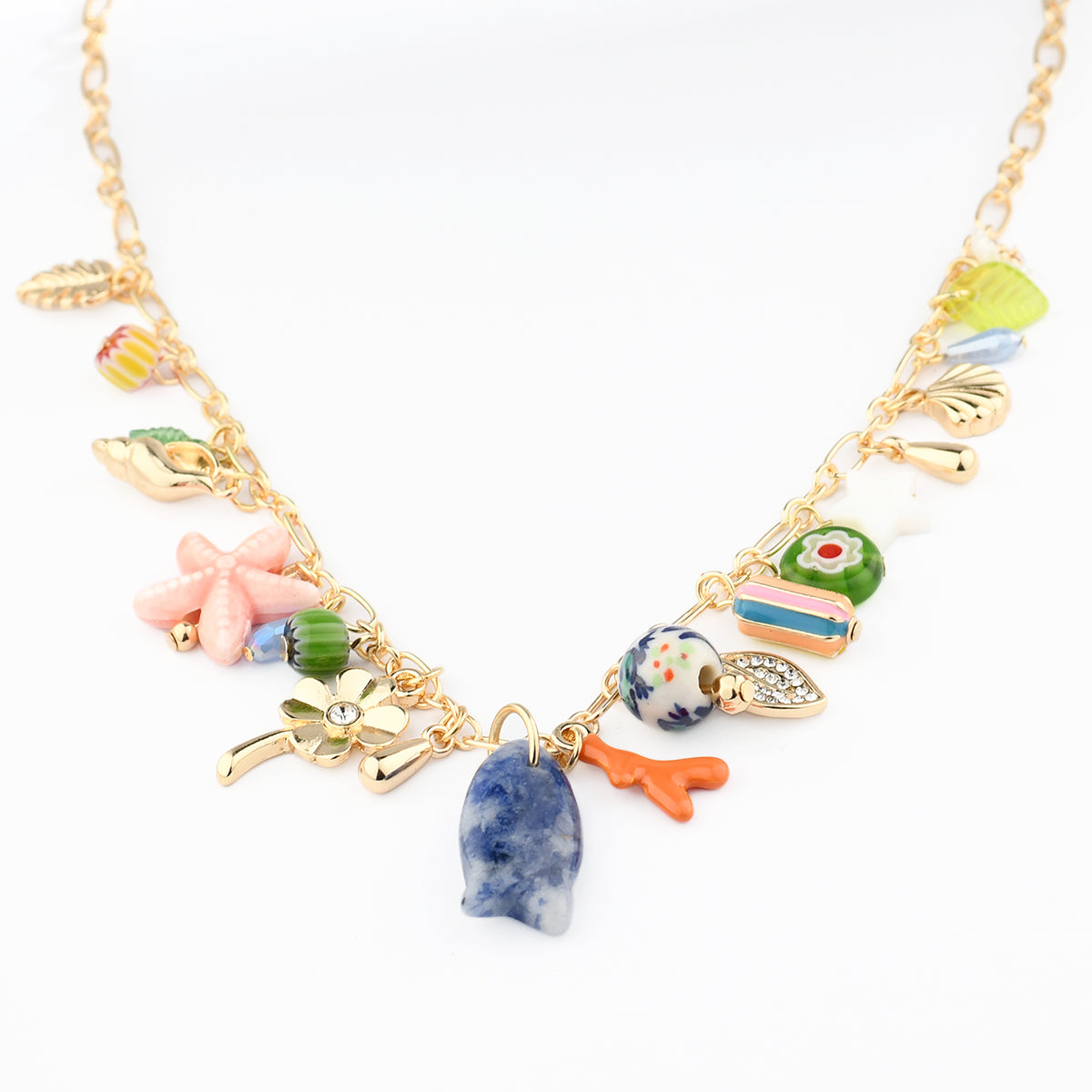 Collier à charms fantaisie poisson en céramique