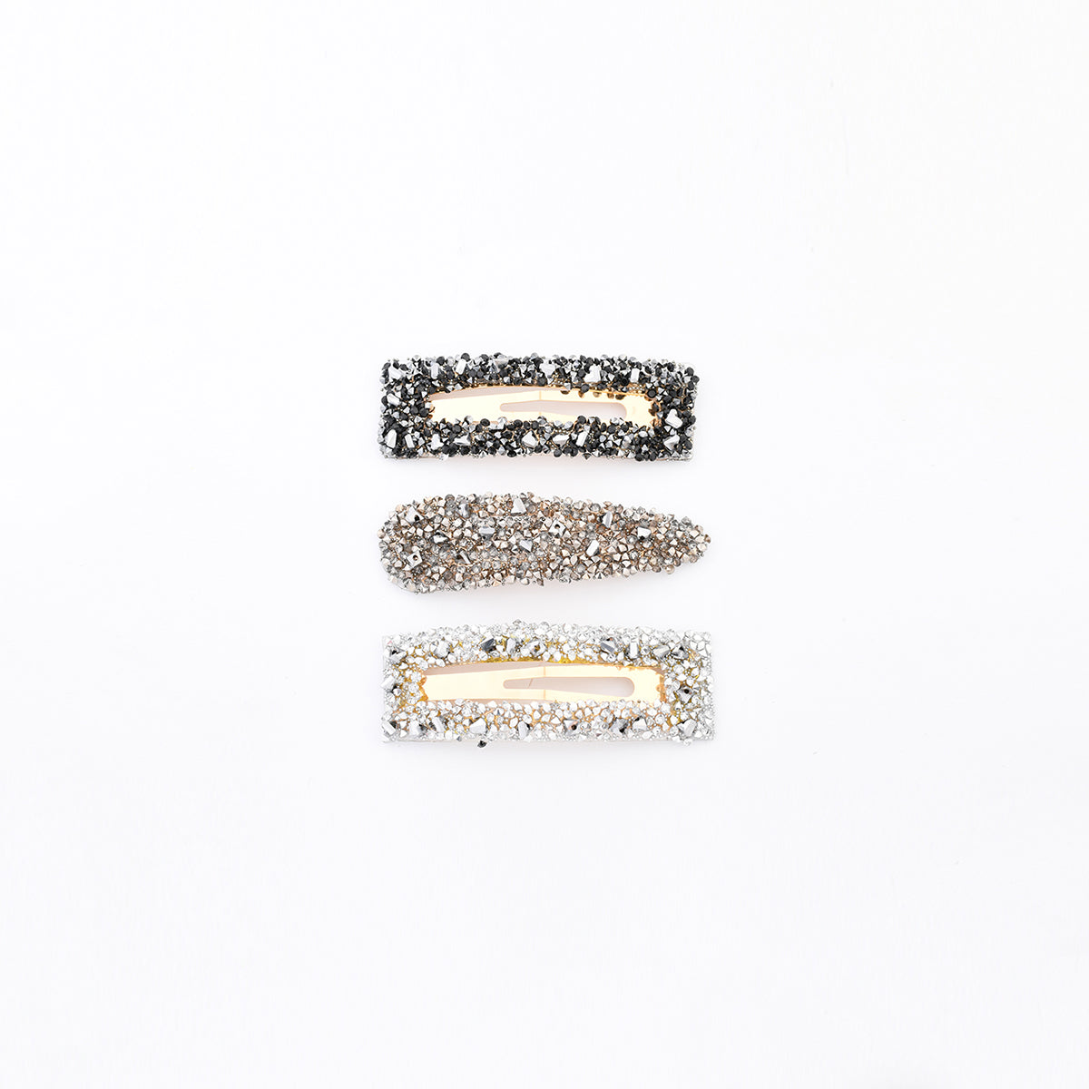 Set de 3 pinces à cheveux glitter argentées