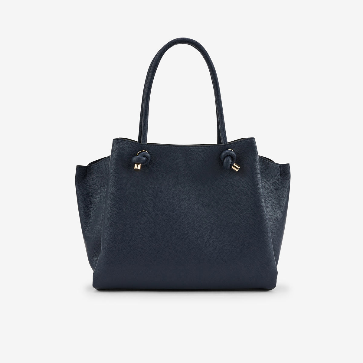 Sac cabas en simili cuir grainé bleu marine