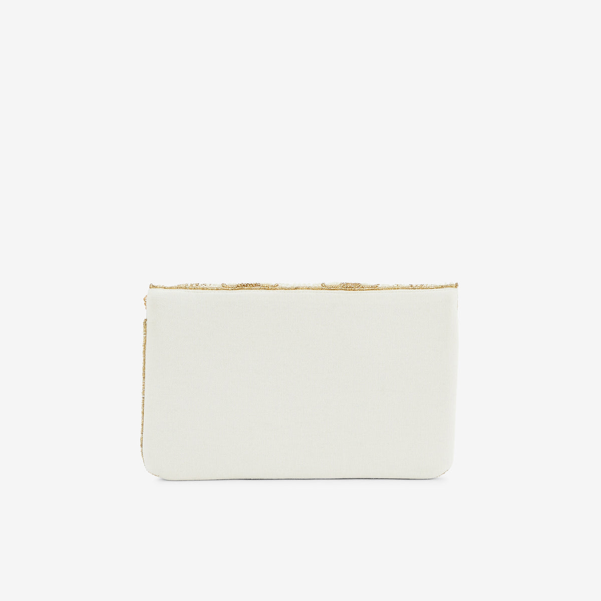 Pochette perlée à fleurs dorées et ivoires