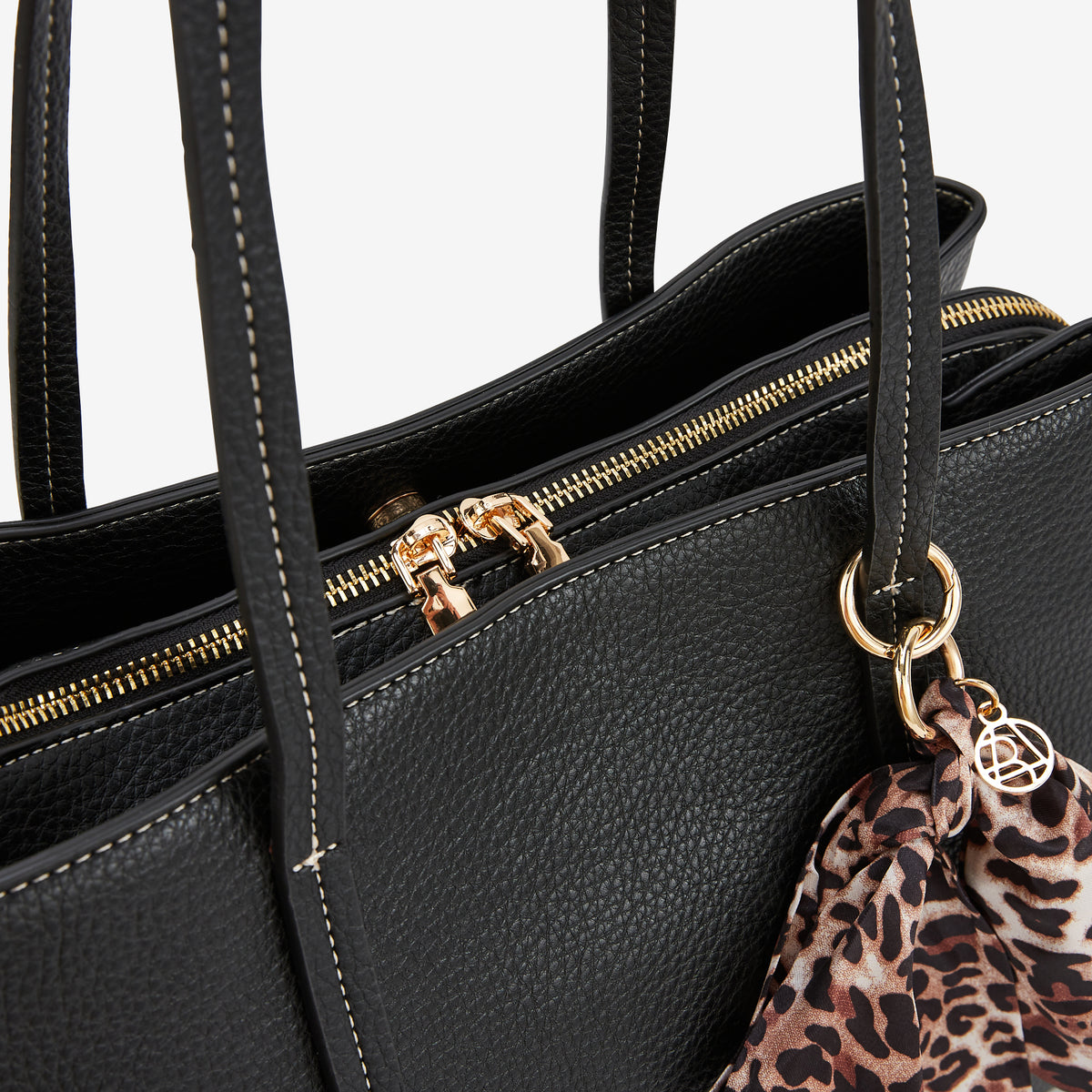 Sac porté épaule effet cuir grainé noir