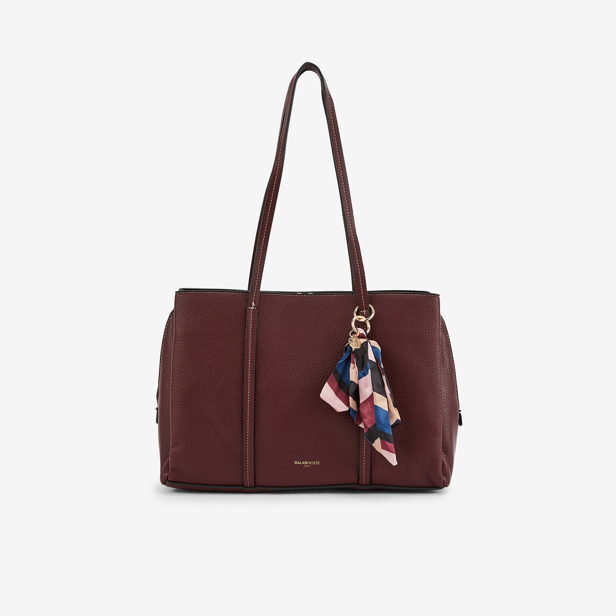 Sac porté épaule effet cuir grainé bordeaux