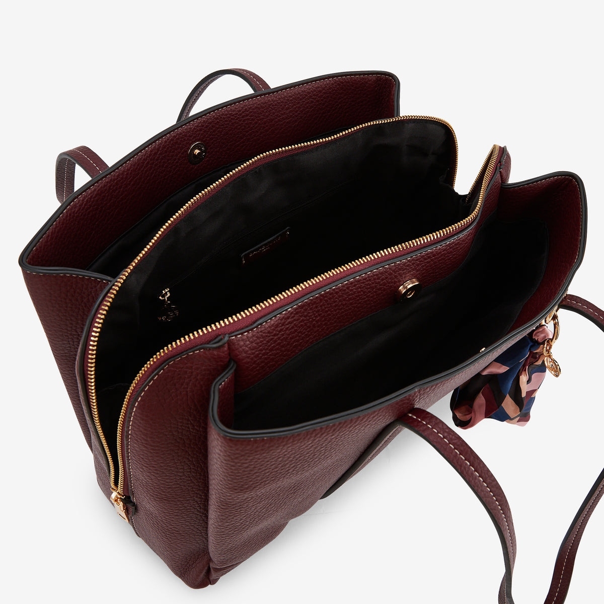 Sac porté épaule effet cuir grainé bordeaux