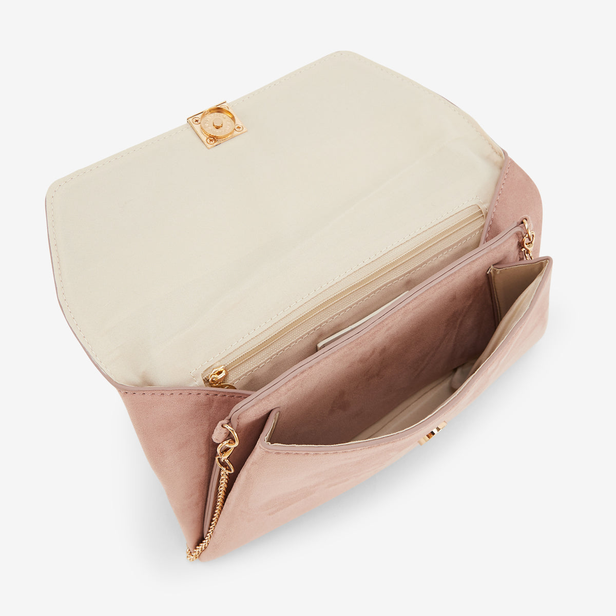 Pochette rose en suédine