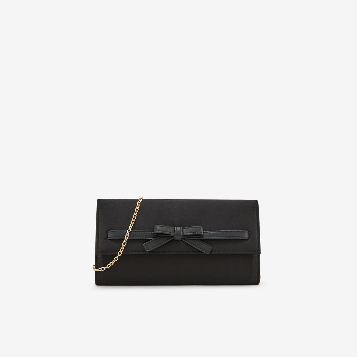 Pochette noire bi matière avec nœud décoratif