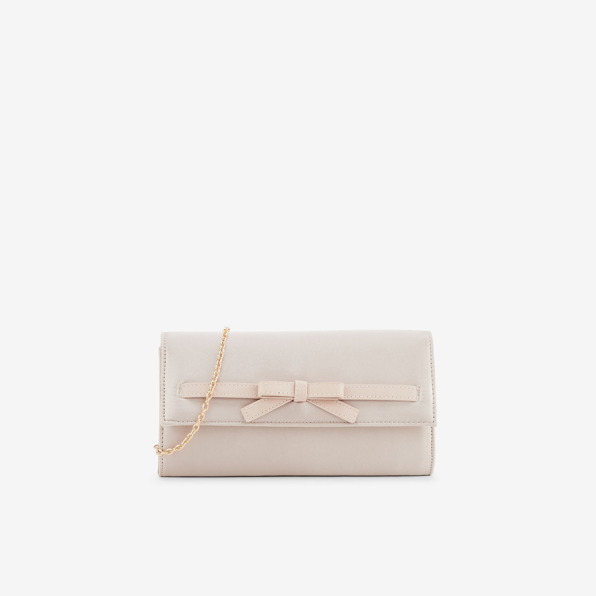 Pochette nude bi matière avec nœud décoratif