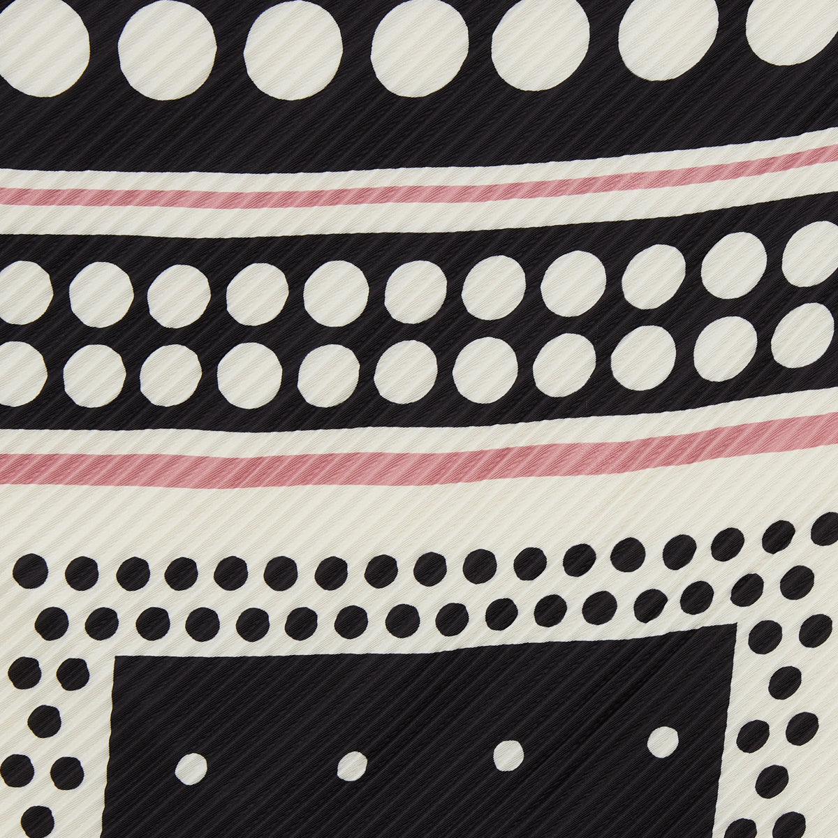 Foulard carré plissé à motif pois rose et noir