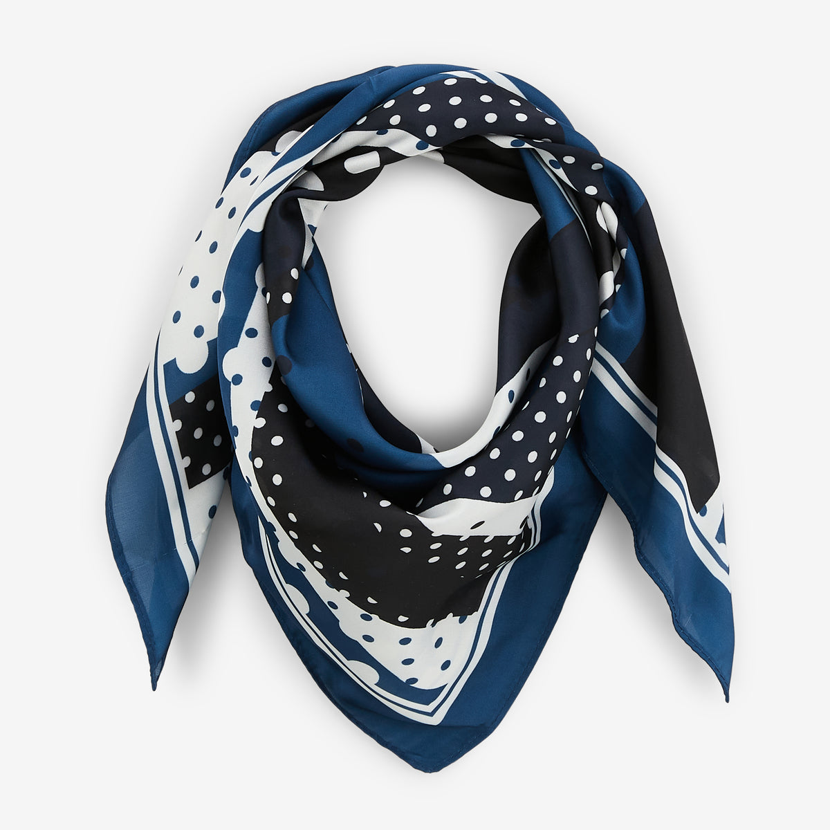 Foulard carré bleu à pois
