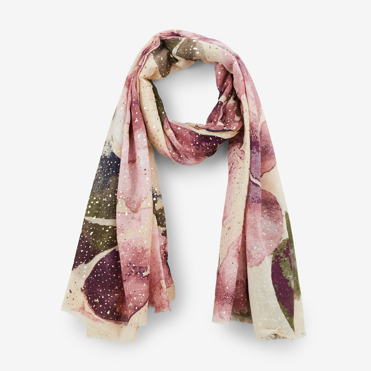 Foulard motif abstrait bleu et rose