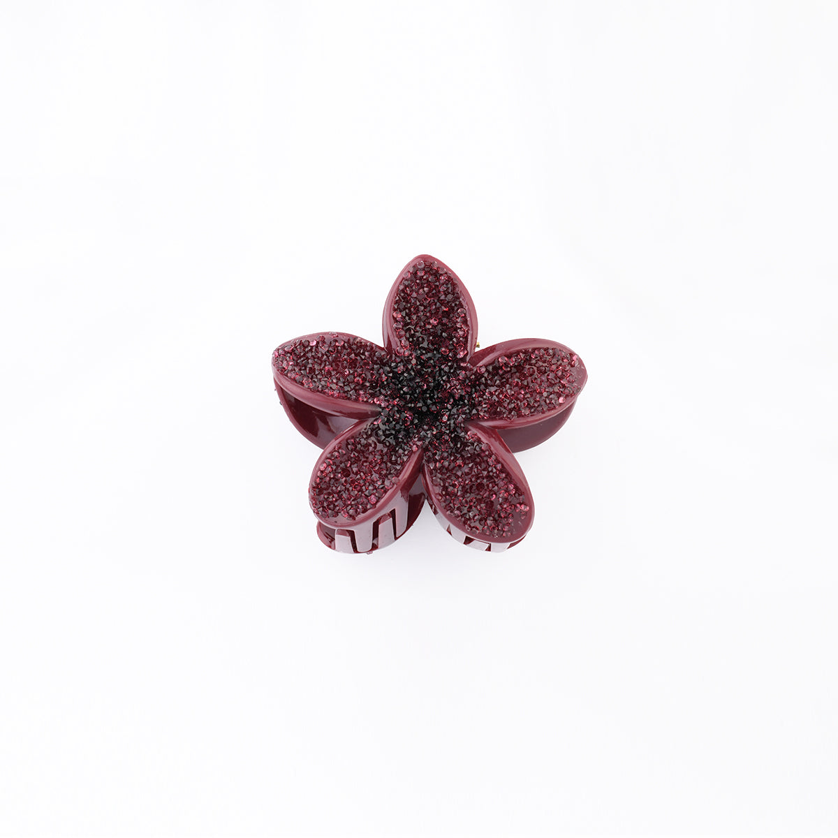 Pince à cheveux fleur bordeaux à strass