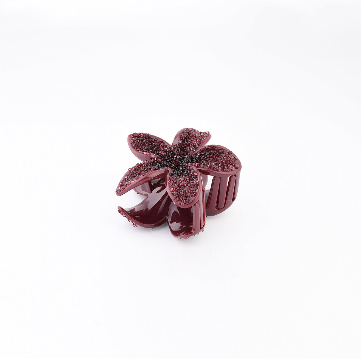 Pince à cheveux fleur bordeaux à strass