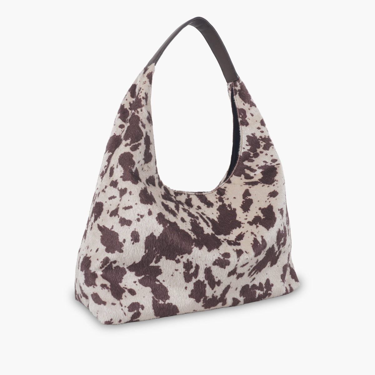 Sac hobo porté épaule texturé motif vache