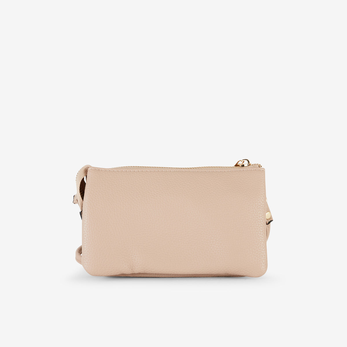 Sac multipoches beige bi matière en suédine et simili cuir grainé