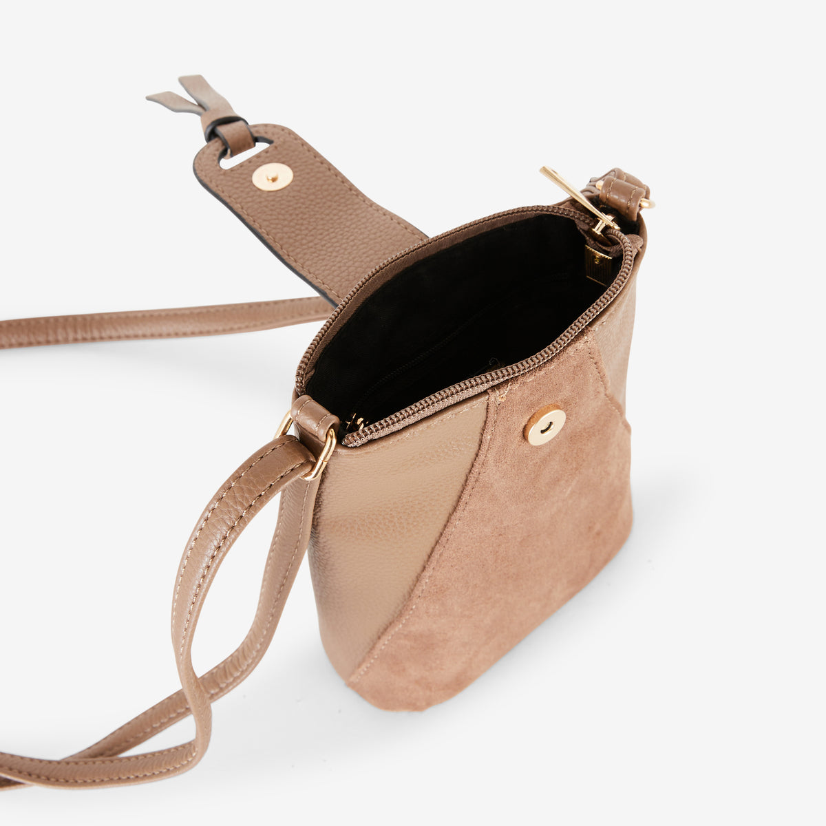 Pochette de téléphone taupe bimatière