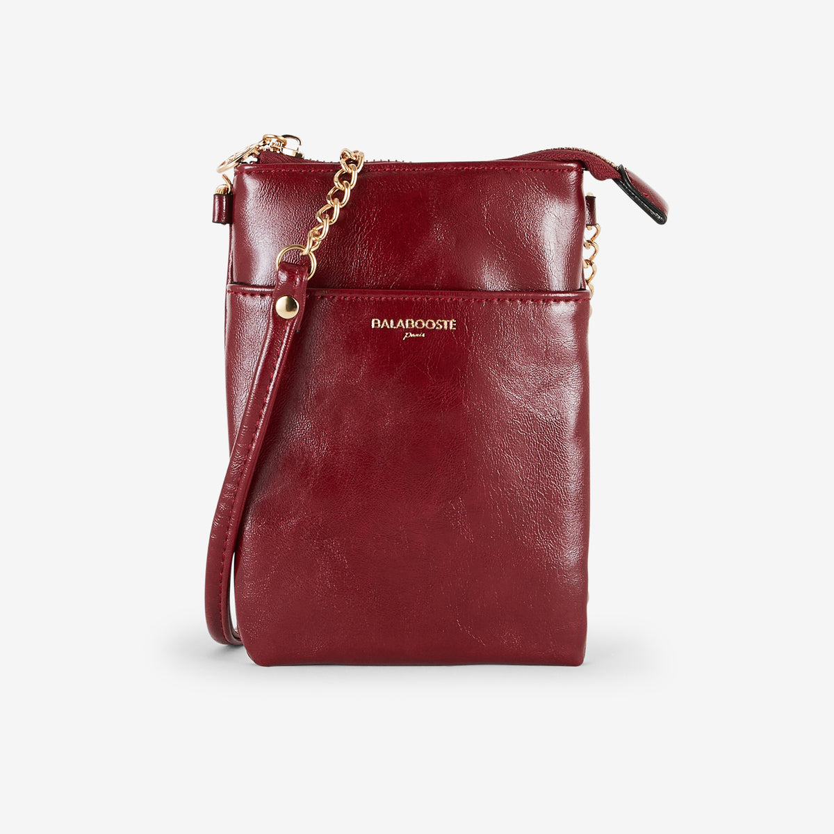 Pochette de téléphone rouge en simili cuir brillant