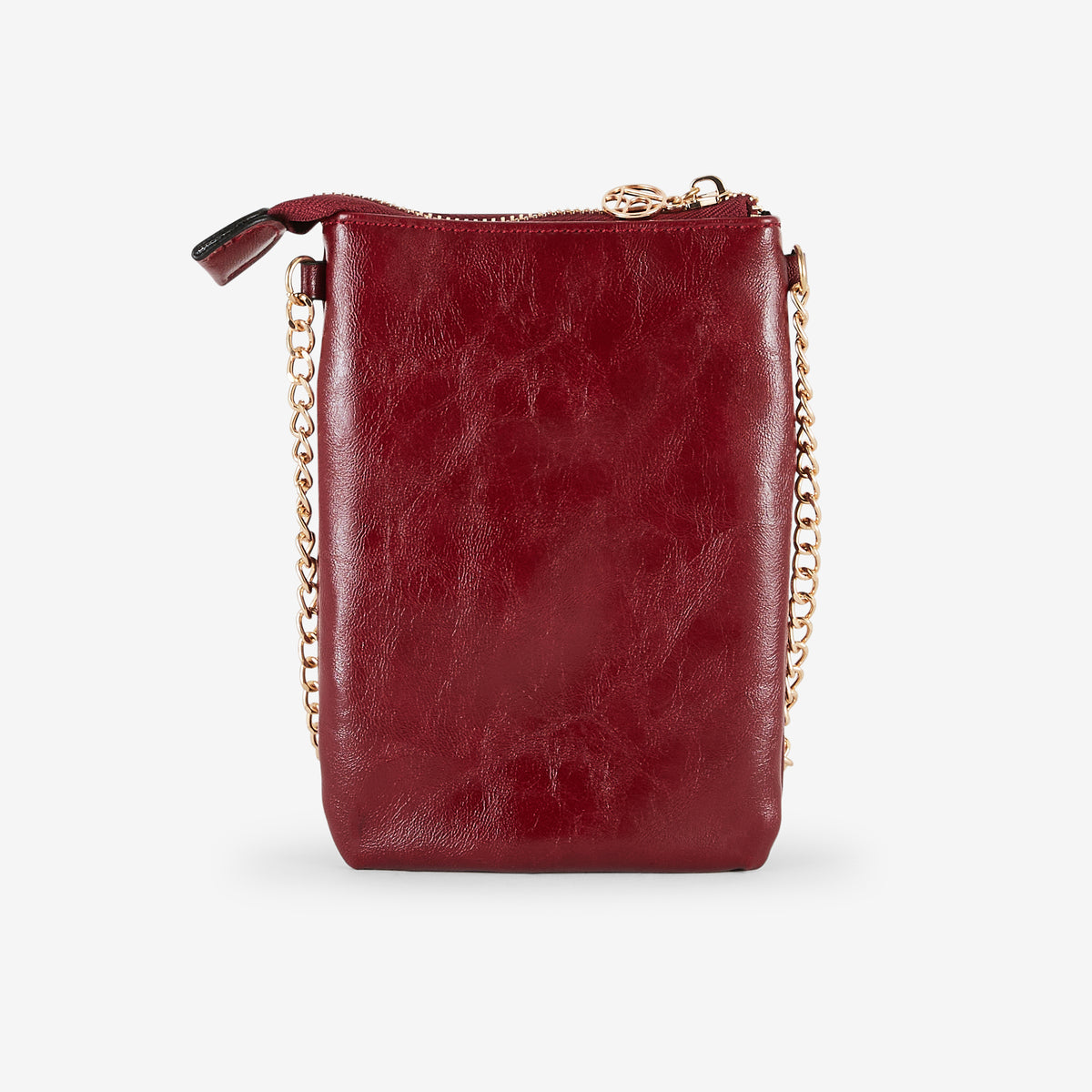 Pochette de téléphone rouge en simili cuir brillant