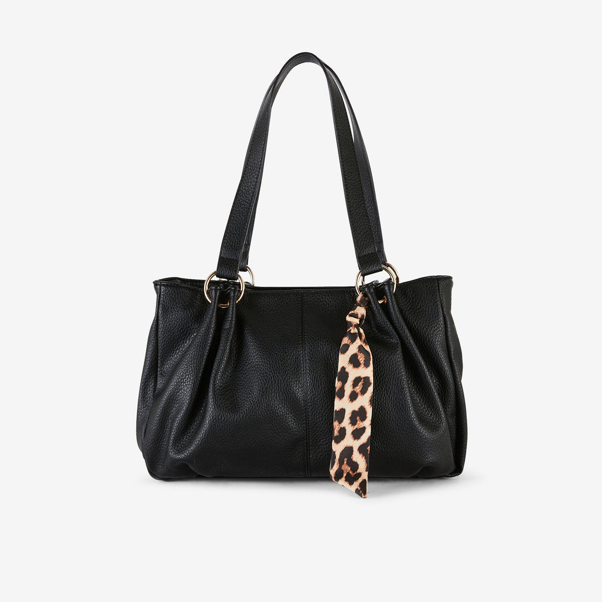 Sac porté épaule en simili cuir grainé noir