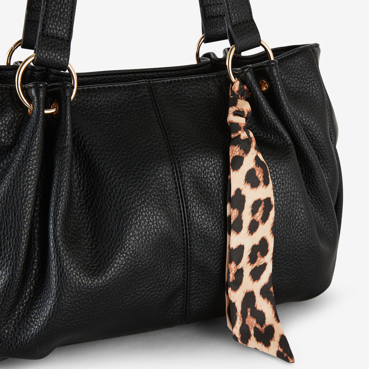 Sac porté épaule en simili cuir grainé noir